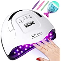 Lámpara de uñas 180W Profesional Secador de Uñas LED UV-5 modos para tiempo-99s Modo de calor bajo y Pantalla LCD para…